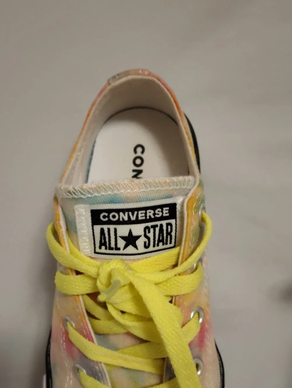 Converse Kids Tie-Dye Low Top Sneakers with Yellow Laces